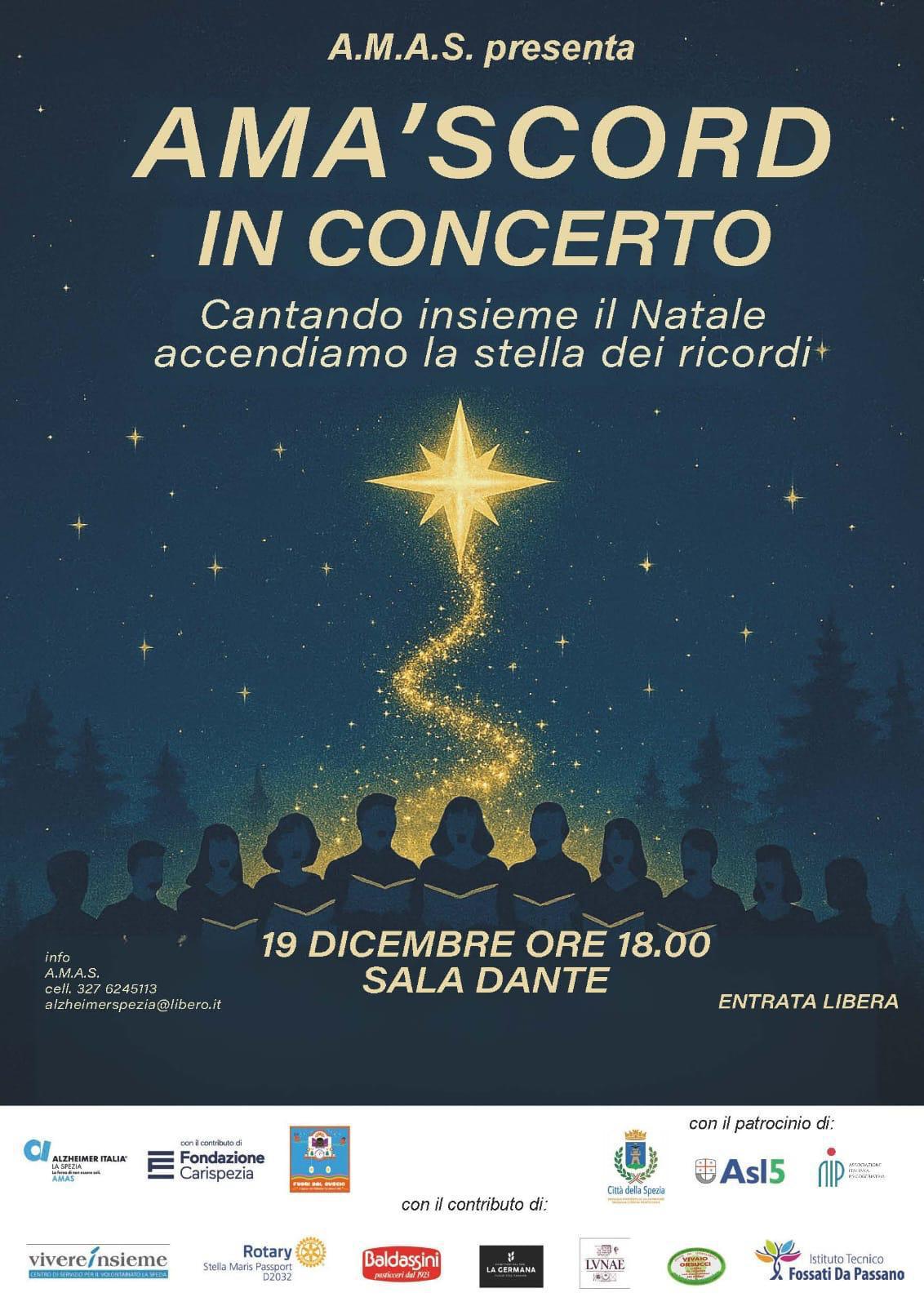 AMA’SCORD in concerto – 19 DICEMBRE ORE 18.00 SALA DANTE